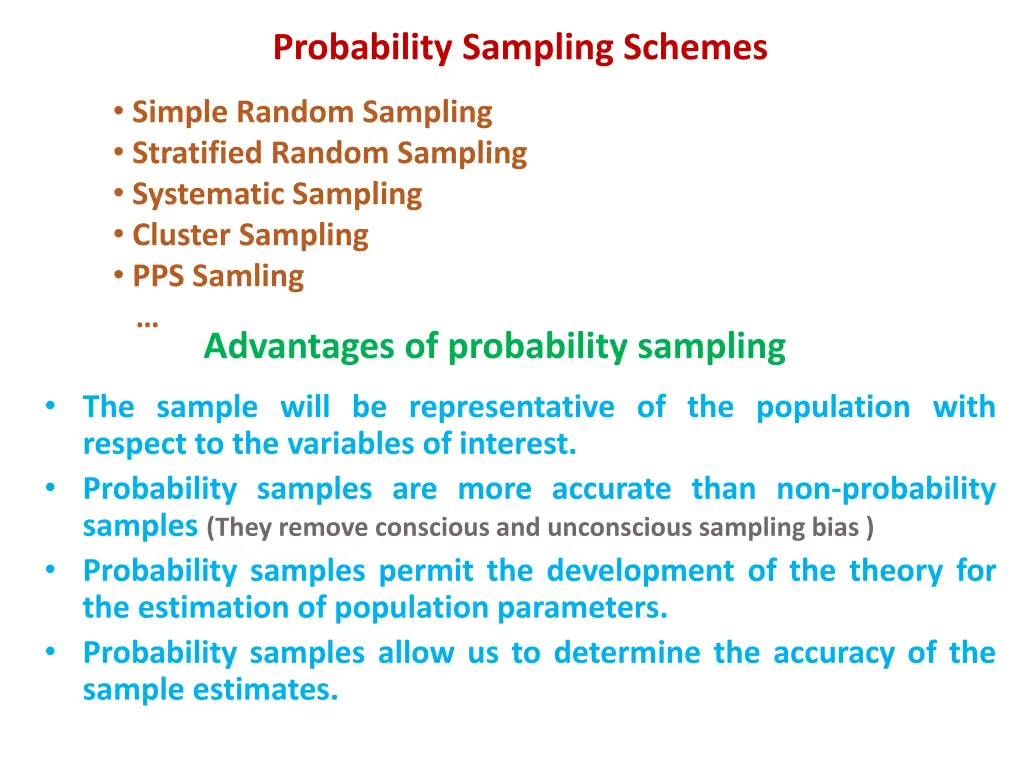 probability sampling schemes