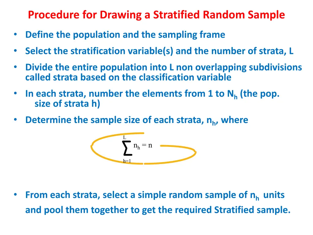 procedure for drawing a stratified random sample