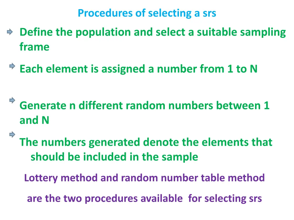 procedures of selecting a srs