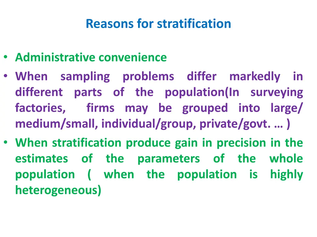 reasons for stratification