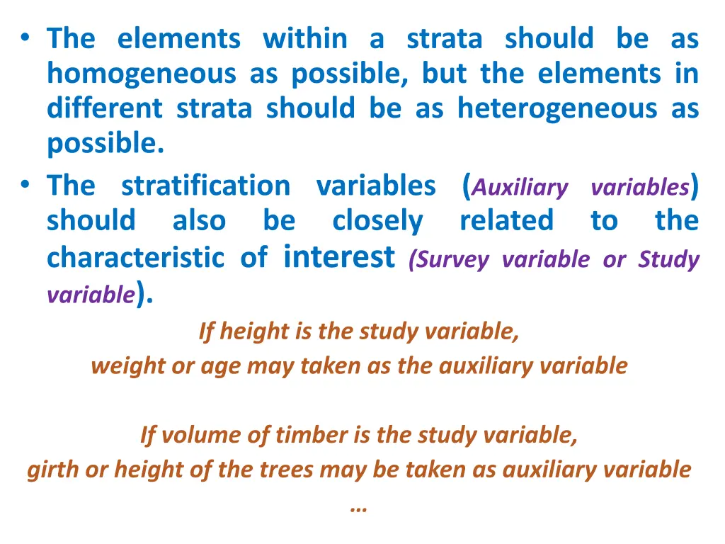 the elements within a strata should