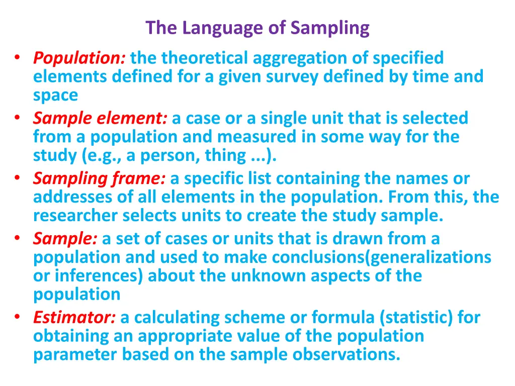 the language of sampling