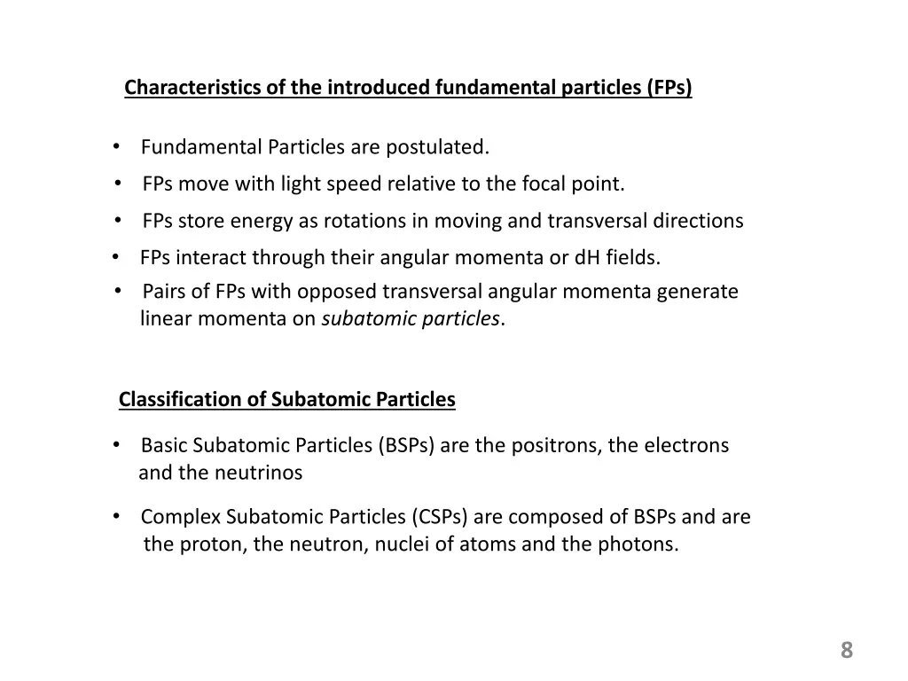 characteristics of the introduced fundamental