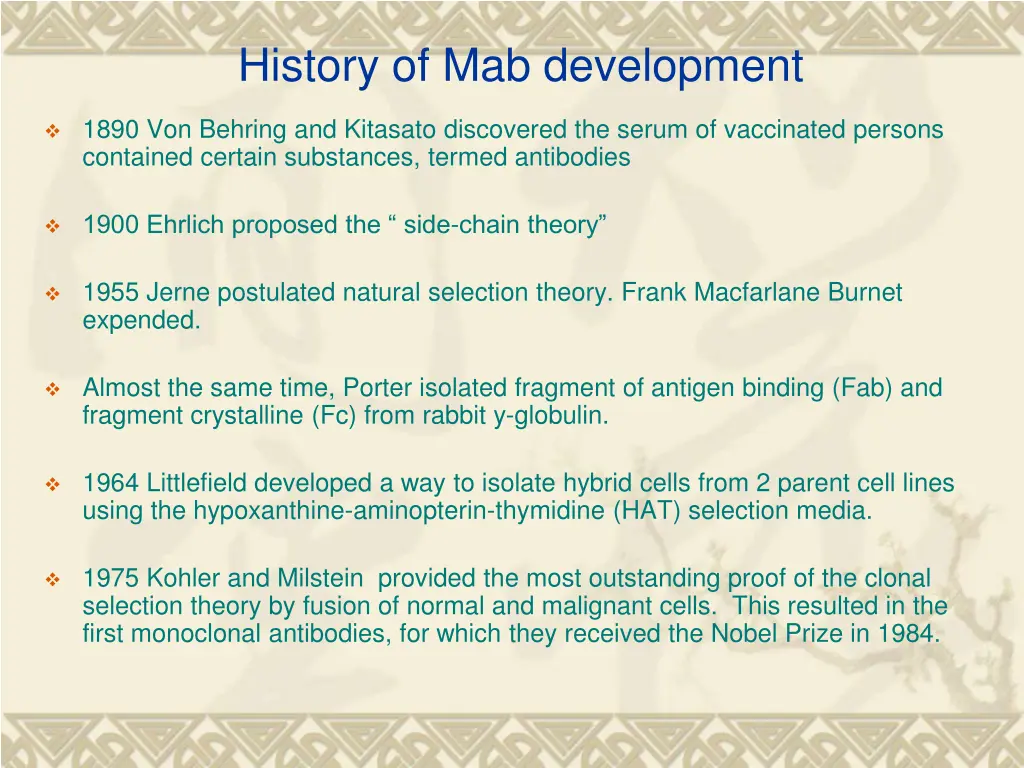 history of mab development