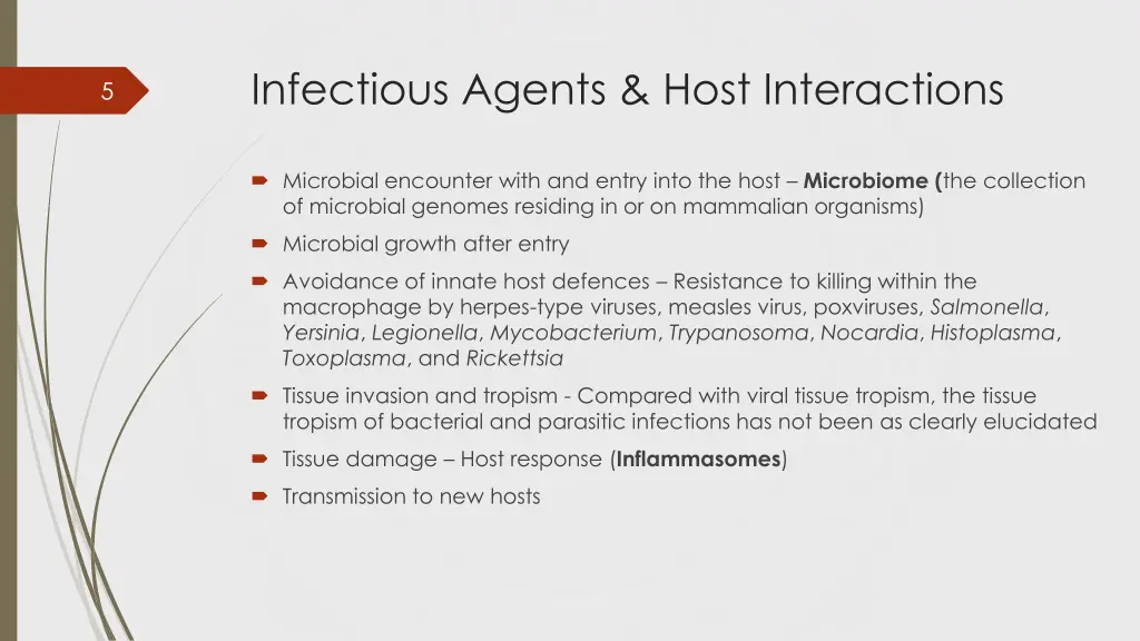 infectious agents host interactions