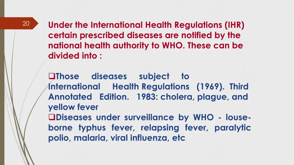 under the international health regulations