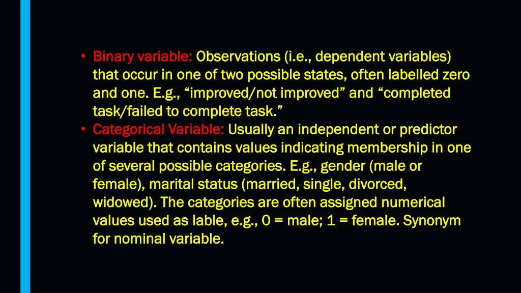 binary variable binary variable observations