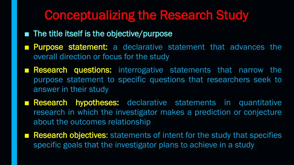 conceptualizing the research study