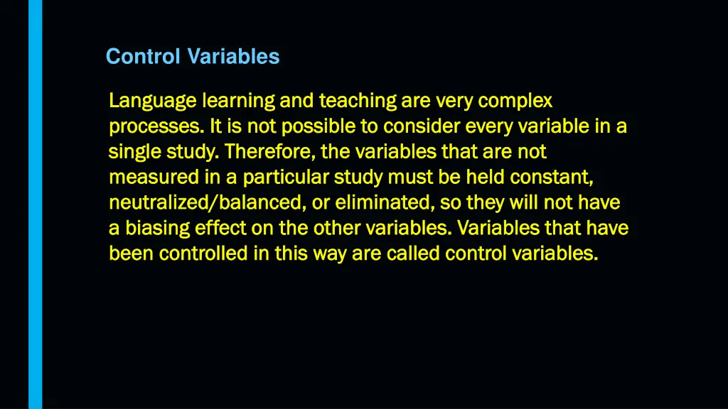 control variables