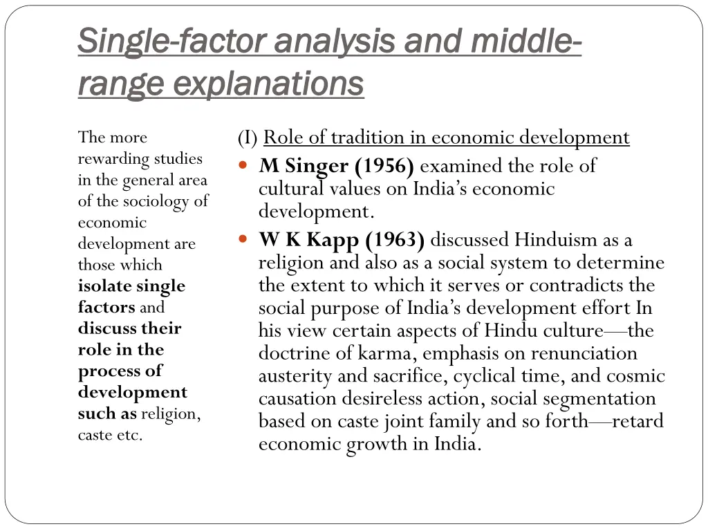 single single factor analysis and middle factor