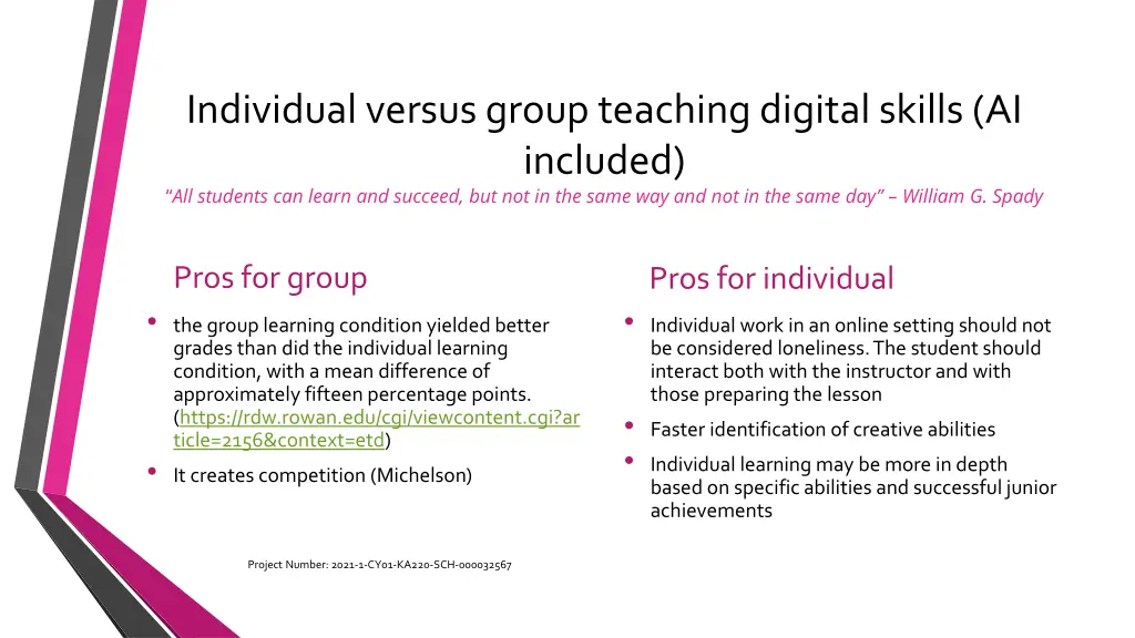 individual versus group teaching digital skills