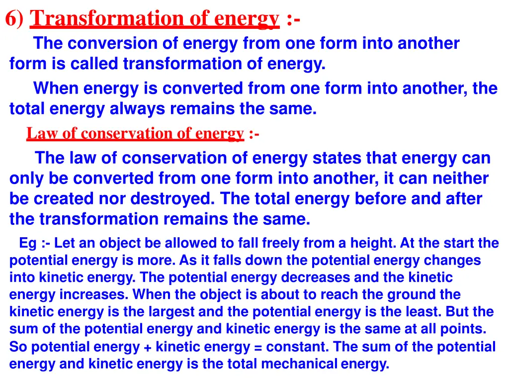 6 transformation of energy the conversion