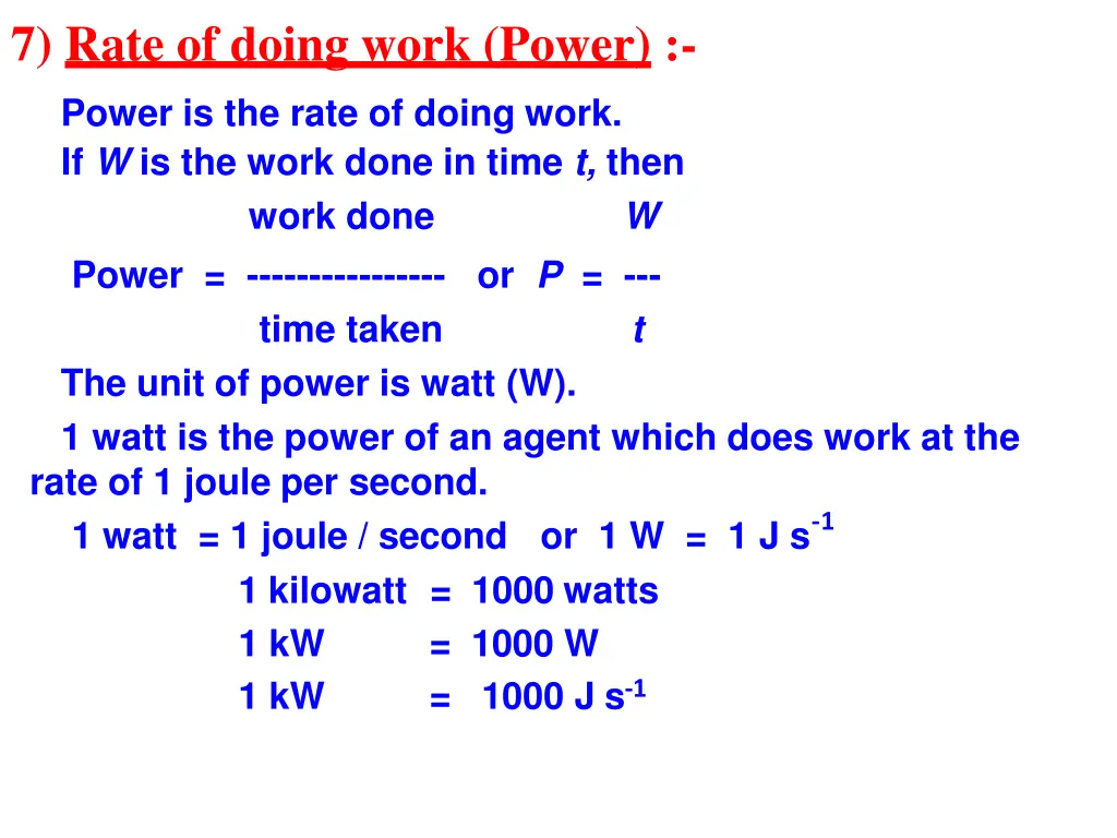 7 rate of doing work power