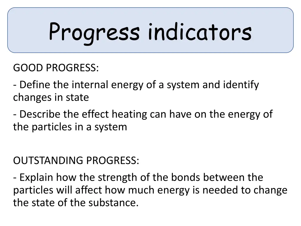 progress indicators