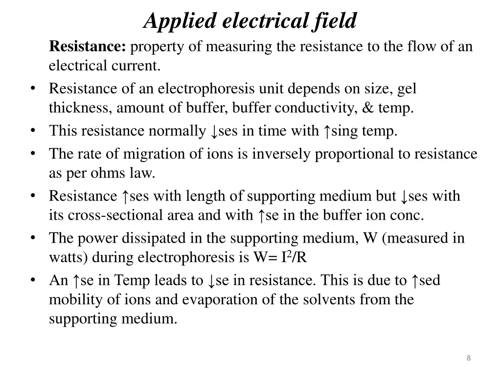 applied electrical field resistance property