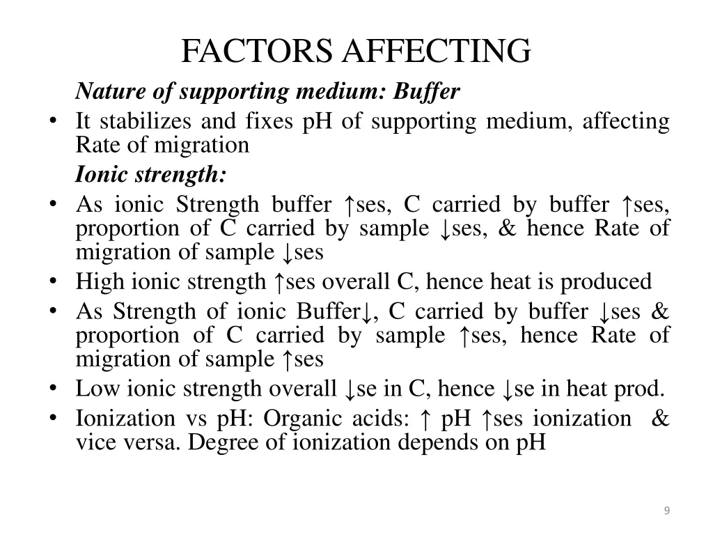 factors affecting nature of supporting medium