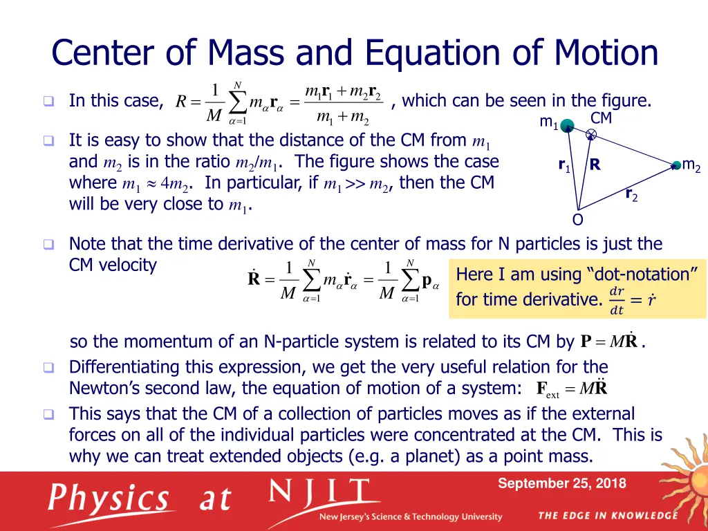 center of mass and equation of motion 1 m