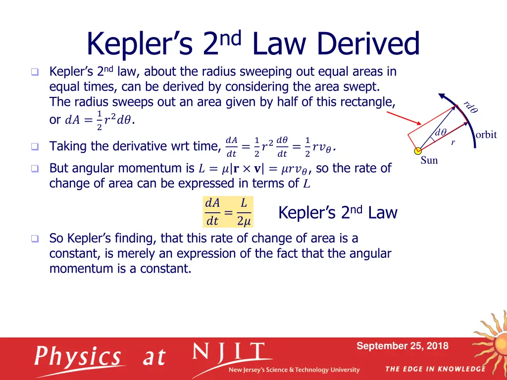 kepler s 2 nd law derived kepler s 2 nd law about