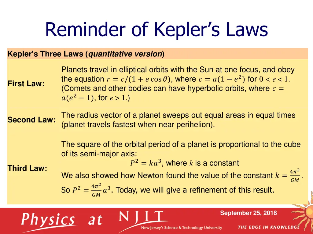 reminder of kepler s laws