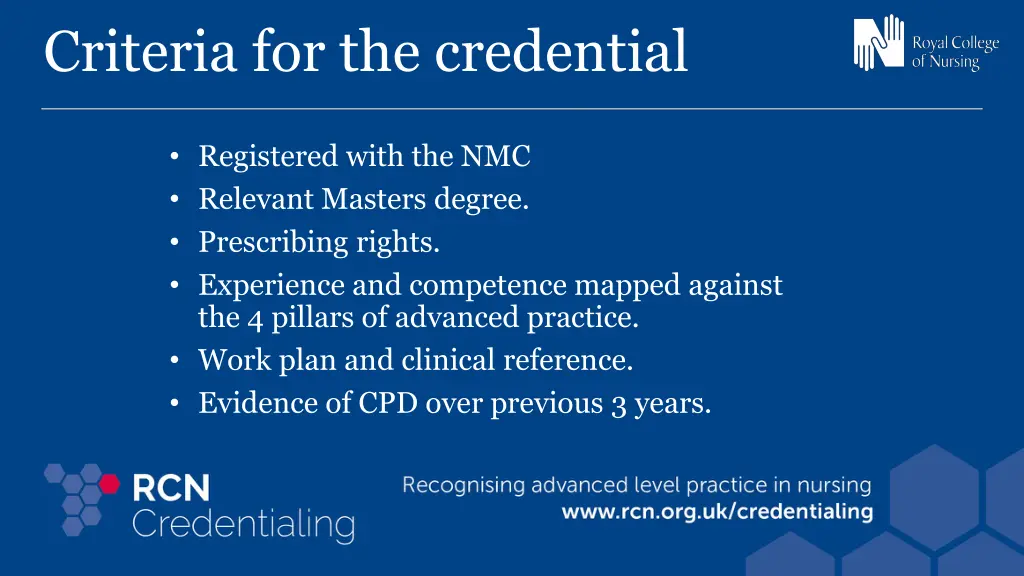 criteria for the credential