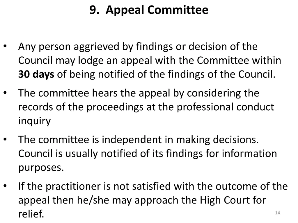 9 appeal committee