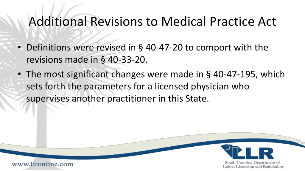 additional revisions to medical practice act