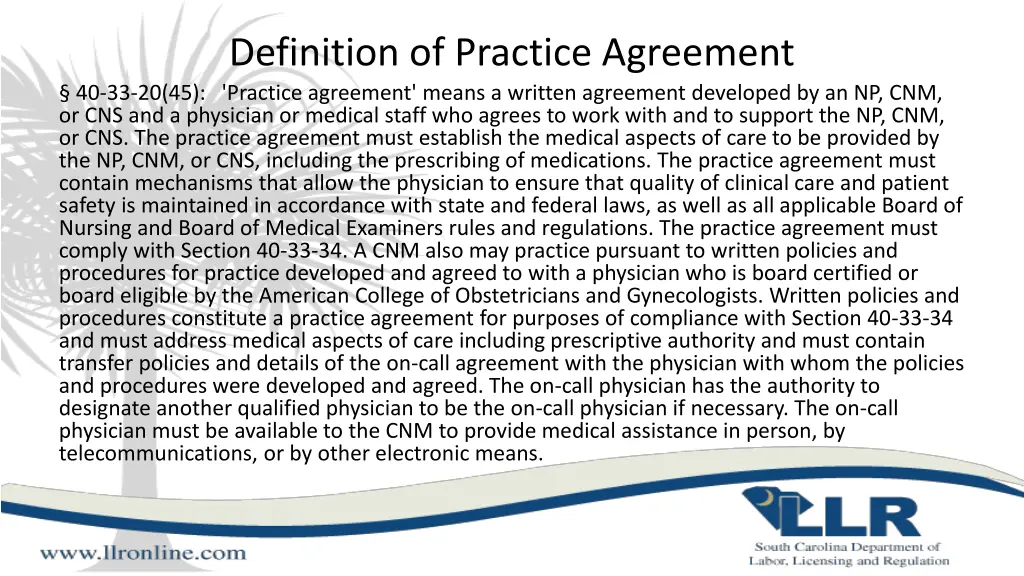 definition of practice agreement