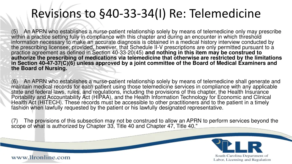 revisions to 40 33 34 i re telemedicine