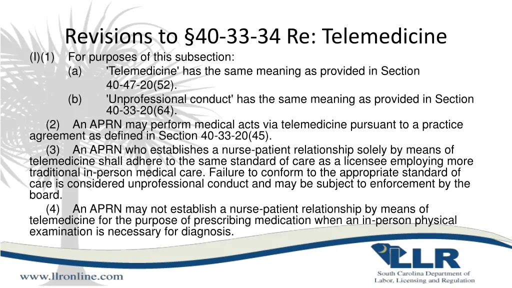 revisions to 40 33 34 re telemedicine