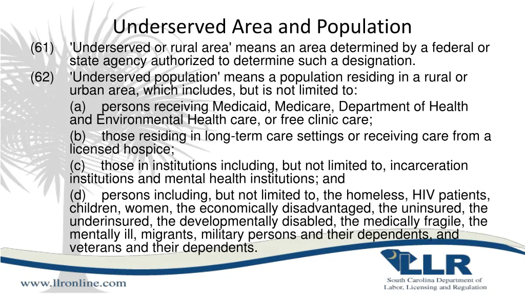 underserved area and population 61 underserved