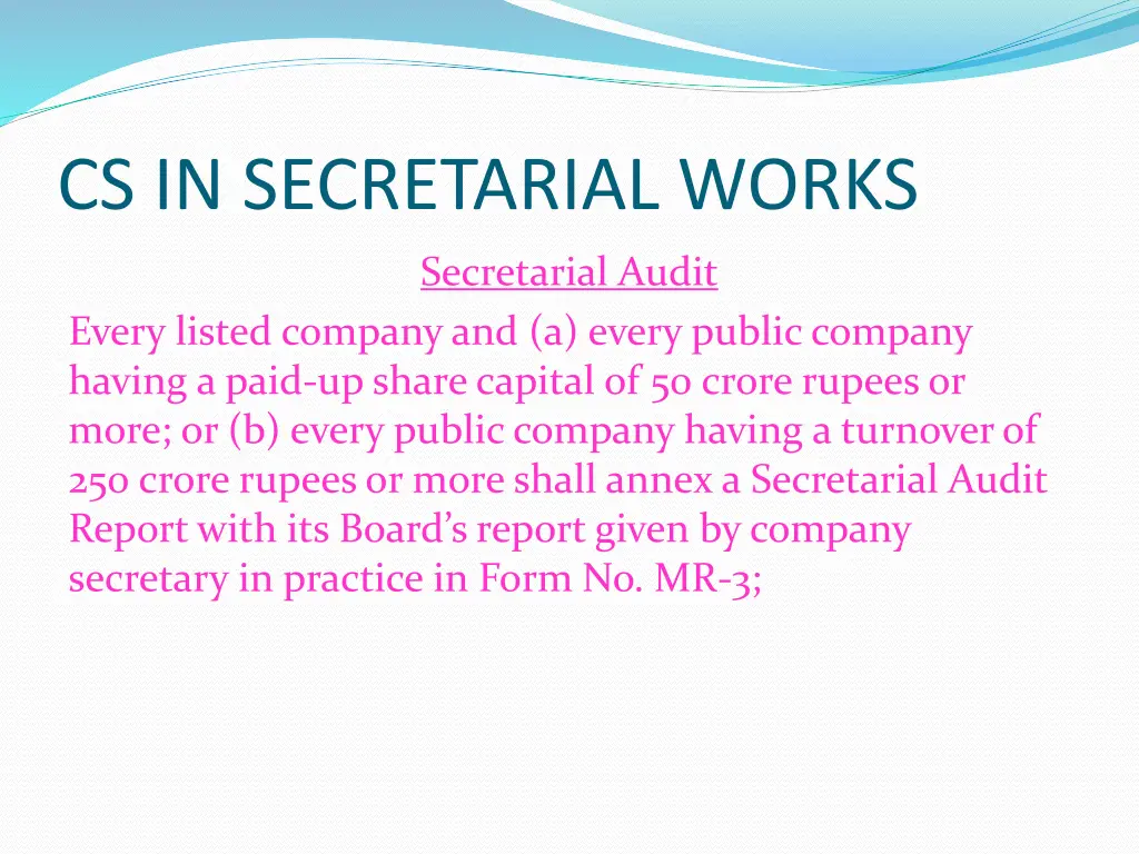 cs in secretarial works