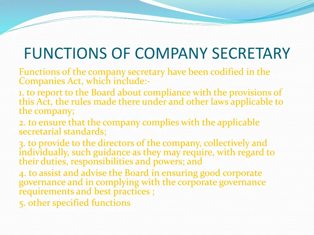 functions of company secretary functions