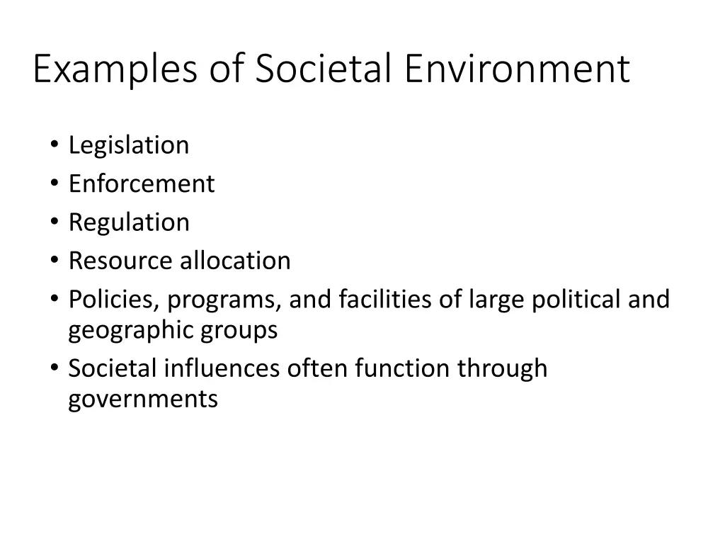 examples of societal environment