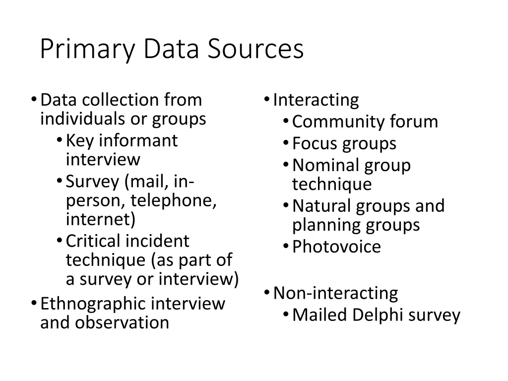 primary data sources