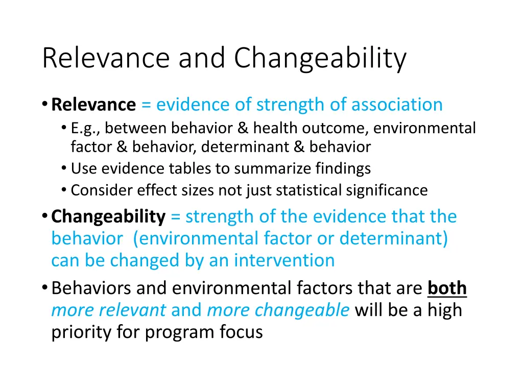 relevance and changeability