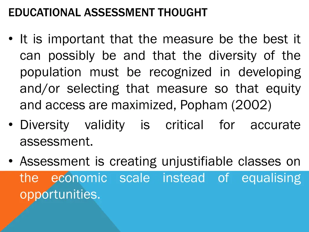 educational assessment thought