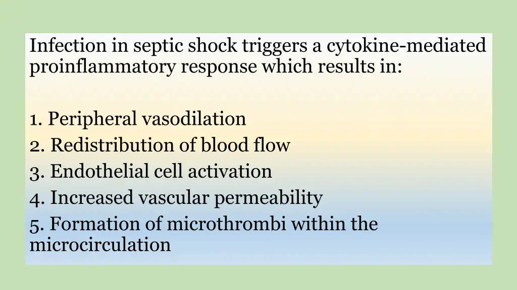 infection in septic shock triggers a cytokine