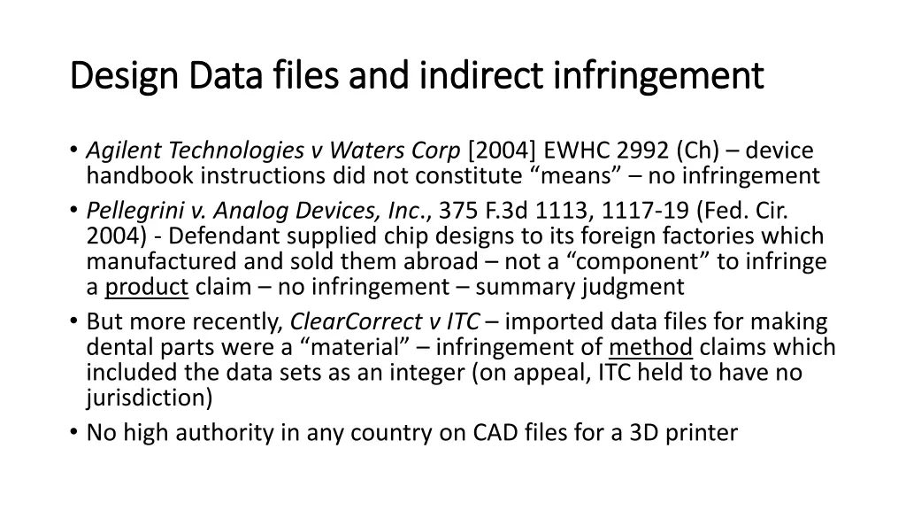 design data files and indirect infringement