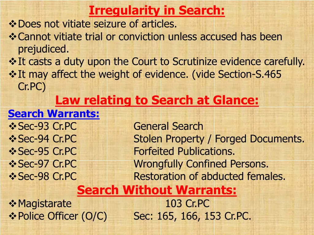 irregularity in search