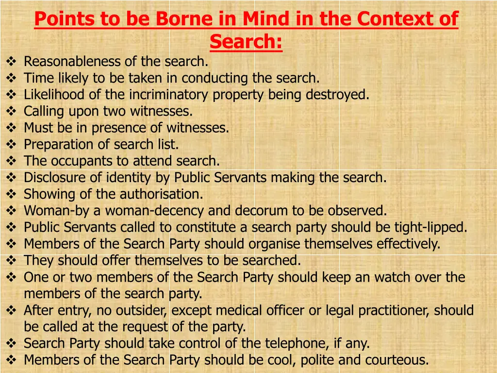 points to be borne in mind in the context