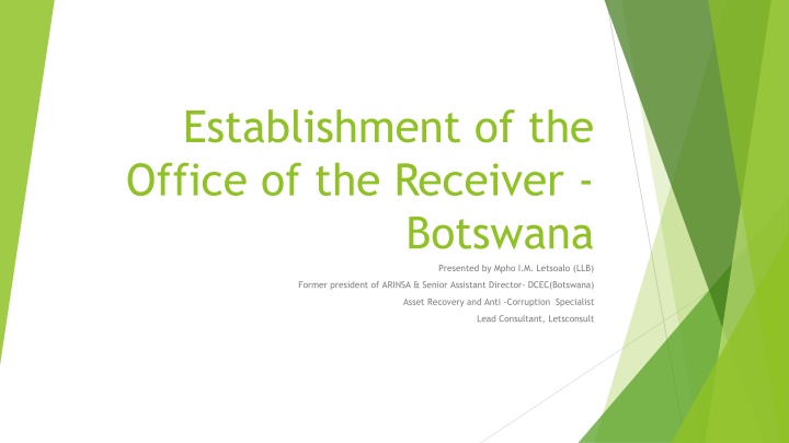 establishment of the office of the receiver