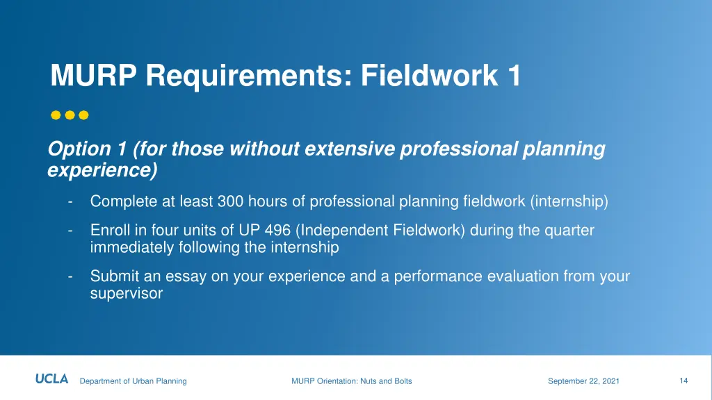 murp requirements fieldwork 1