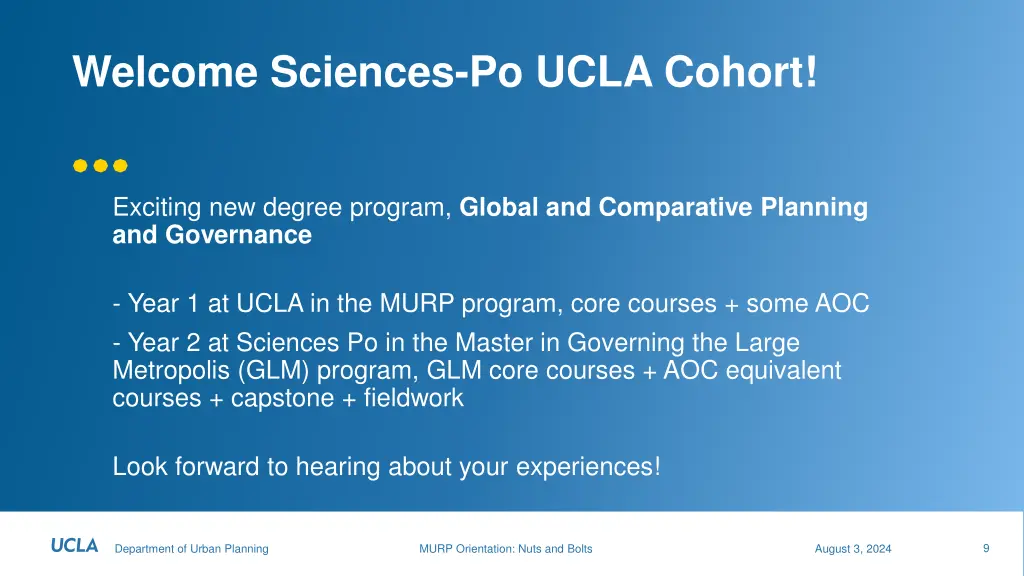 welcome sciences po ucla cohort