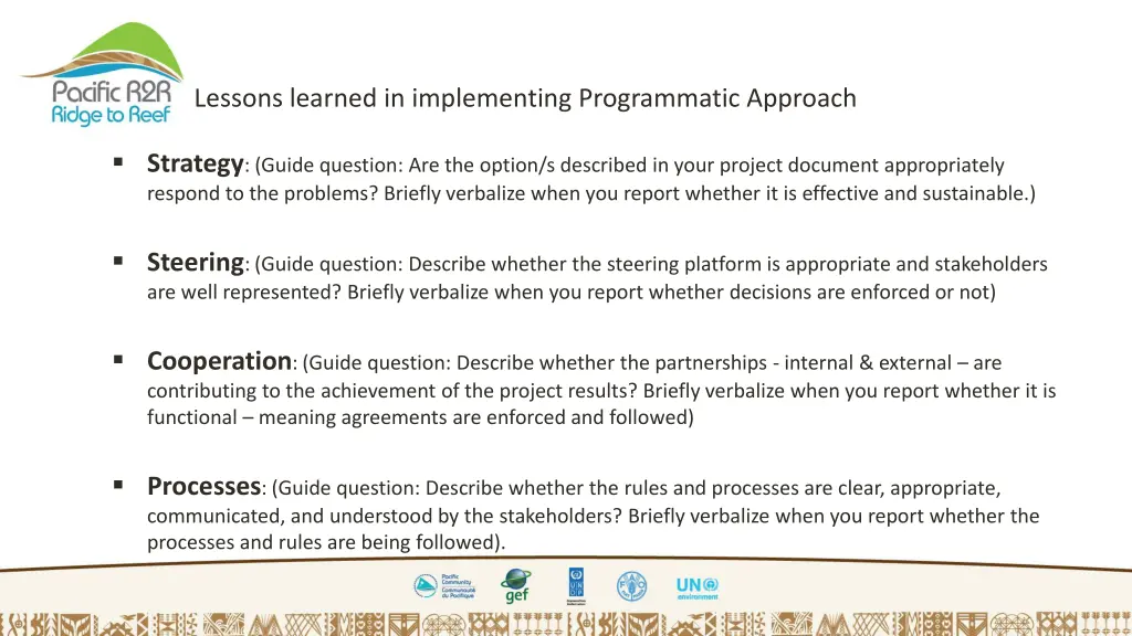 lessons learned in implementing programmatic