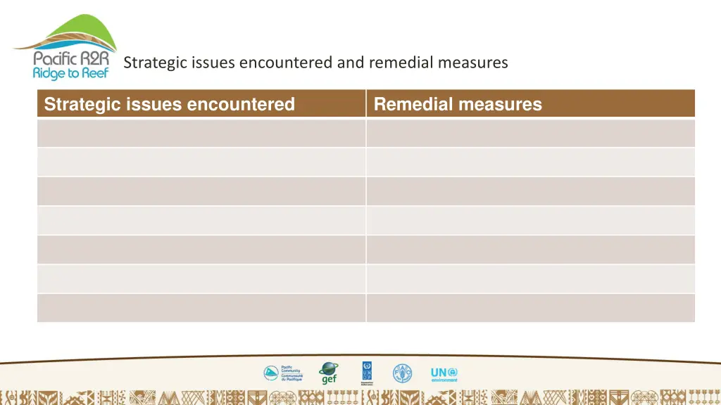 strategic issues encountered and remedial measures