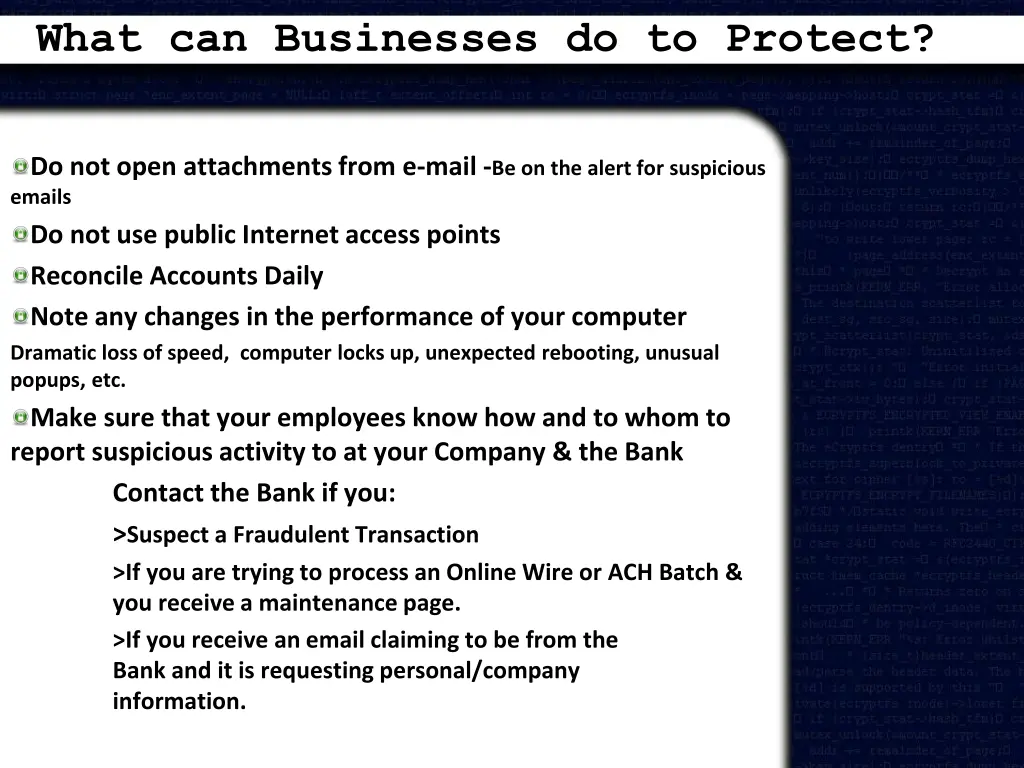 what can businesses do to protect 1