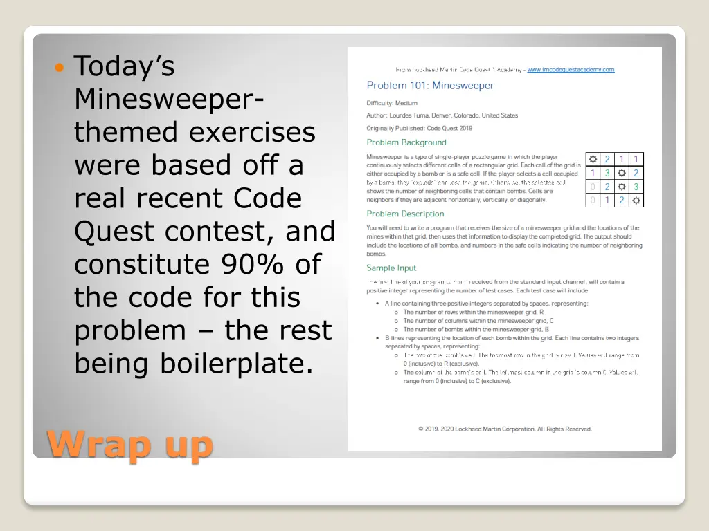 today s minesweeper themed exercises were based