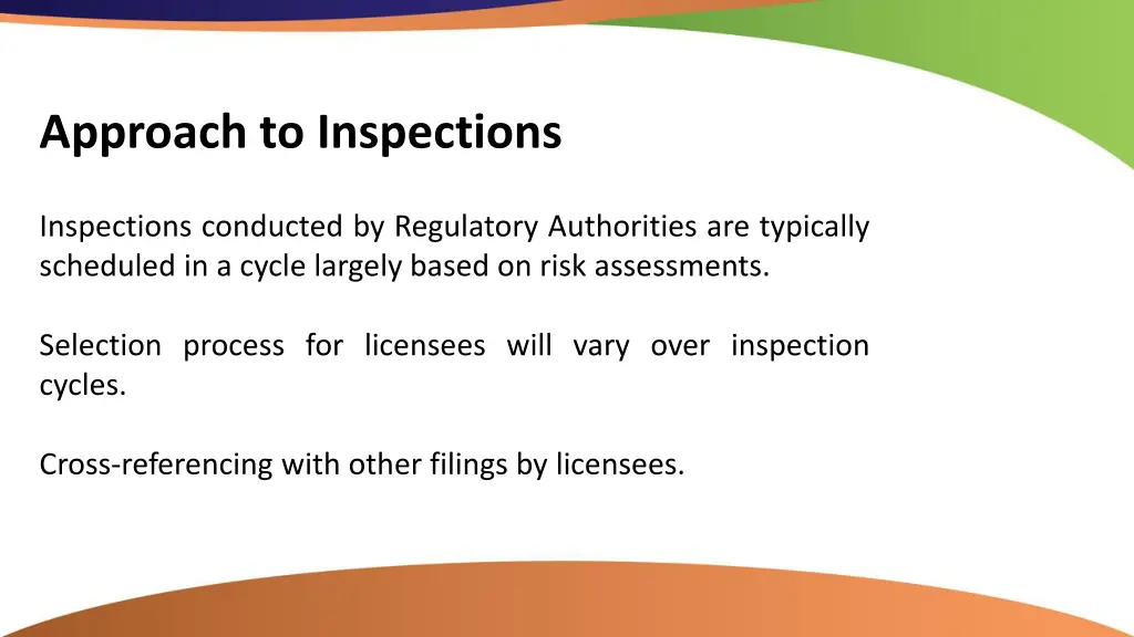 approach to inspections