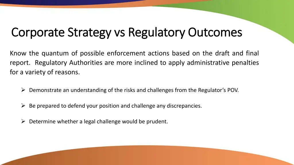 corporate strategy vs regulatory outcomes