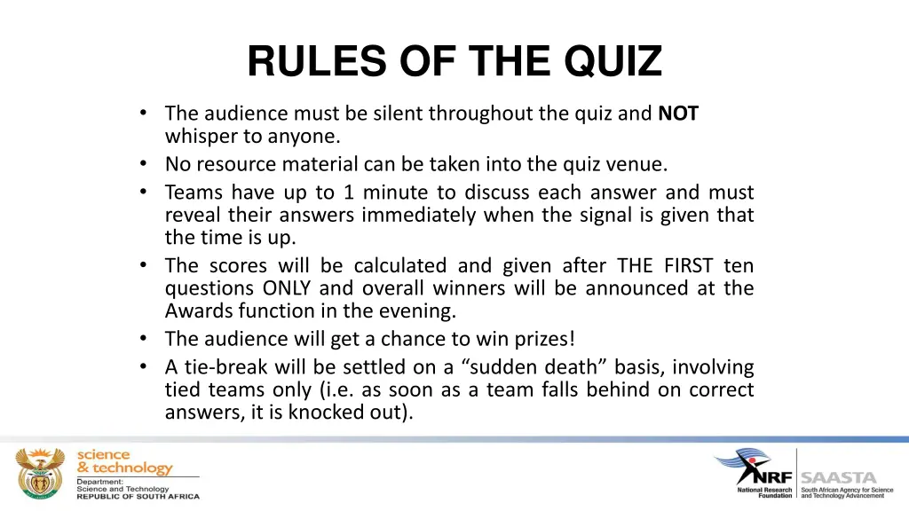 rules of the quiz